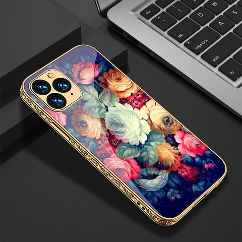 iPhone 12 Pro Max Cover - Floral Series 2 - Premium Electroplated Shutterproof Case Soft Silicon Borders Case