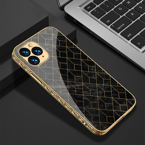 iPhone 11 Pro Max Cover - Black Marble Series - Premium Electroplated Shutterproof Case Soft Silicon Borders Case