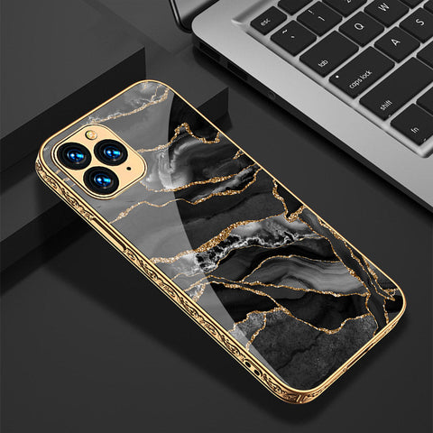 iPhone 11 Pro Cover - Black Marble Series - Premium Electroplated Shutterproof Case Soft Silicon Borders Case