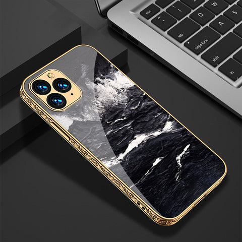 iPhone 12 Pro Cover - Black Marble Series - Premium Electroplated Shutterproof Case Soft Silicon Borders Case