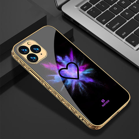 iPhone 11 Pro Max Cover - Onation Heart Series - Premium Electroplated Shutterproof Case Soft Silicon Borders Case