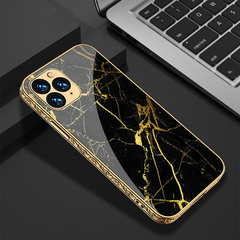 iPhone 13 Pro Cover - Black Marble Series - Premium Electroplated Shutterproof Case Soft Silicon Borders Case
