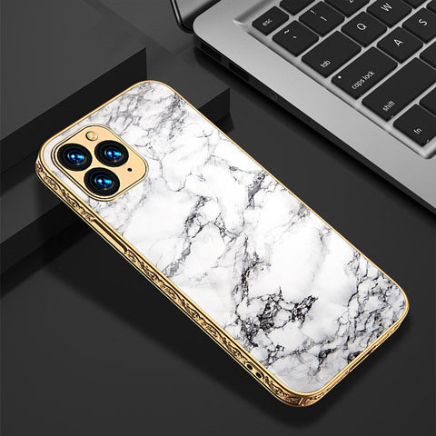 iPhone 12 Pro Cover - White Marble Series - Premium Electroplated Shutterproof Case Soft Silicon Borders Case