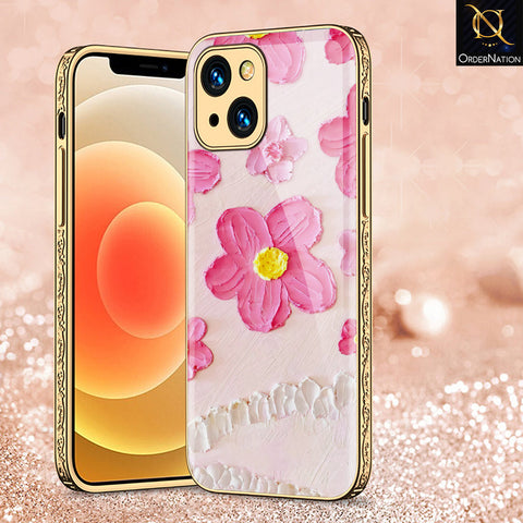 iPhone 13 Cover - Floral Series - Premium Electroplated Shutterproof Case Soft Silicon Borders Case