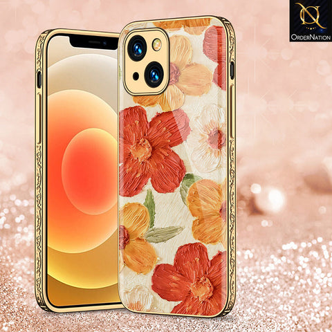 iPhone 13 Cover - Floral Series - Premium Electroplated Shutterproof Case Soft Silicon Borders Case