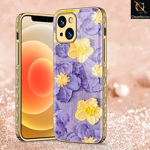 iPhone 13 Cover - Floral Series - Premium Electroplated Shutterproof Case Soft Silicon Borders Case