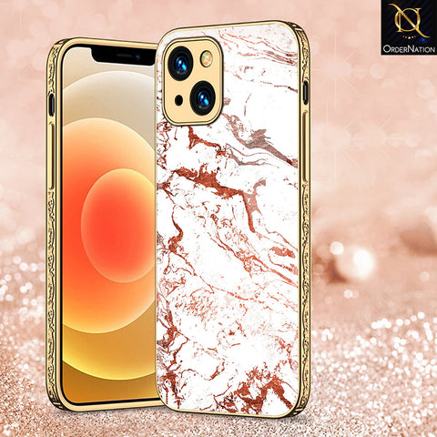 iPhone 13 Cover - White Marble Series 2 - Premium Electroplated Shutterproof Case Soft Silicon Borders Case