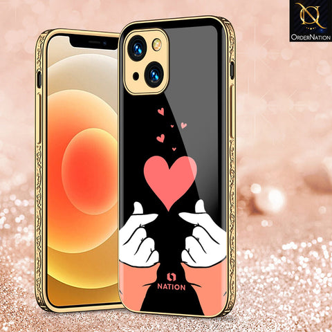 iPhone 13 Cover - Onation Heart Series - Premium Electroplated Shutterproof Case Soft Silicon Borders Case