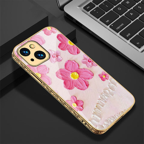 iPhone 13 Cover - Floral Series - Premium Electroplated Shutterproof Case Soft Silicon Borders Case