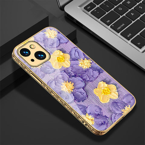 iPhone 13 Cover - Floral Series - Premium Electroplated Shutterproof Case Soft Silicon Borders Case