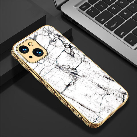 iPhone 13 Cover - White Marble Series 2 - Premium Electroplated Shutterproof Case Soft Silicon Borders Case