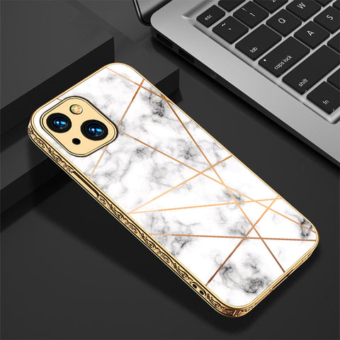 iPhone 13 Cover - White Marble Series 2 - Premium Electroplated Shutterproof Case Soft Silicon Borders Case