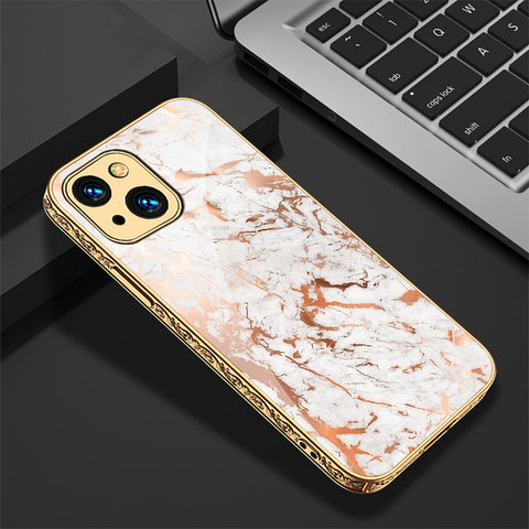 iPhone 13 Cover - White Marble Series 2 - Premium Electroplated Shutterproof Case Soft Silicon Borders Case