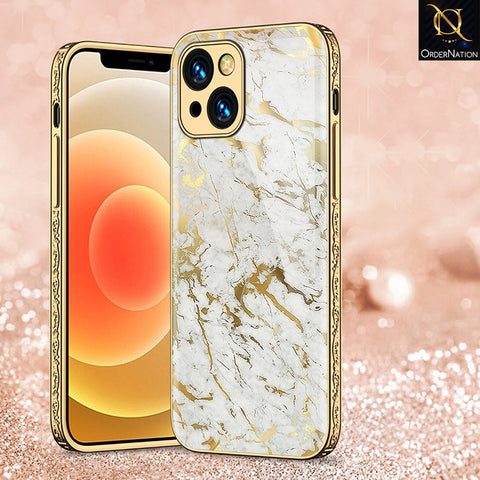 iPhone 15 Plus Cover - White Marble Series - Premium Electroplated Shutterproof Case Soft Silicon Borders Case