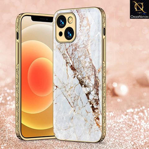 iPhone 15 Plus Cover - White Marble Series - Premium Electroplated Shutterproof Case Soft Silicon Borders Case