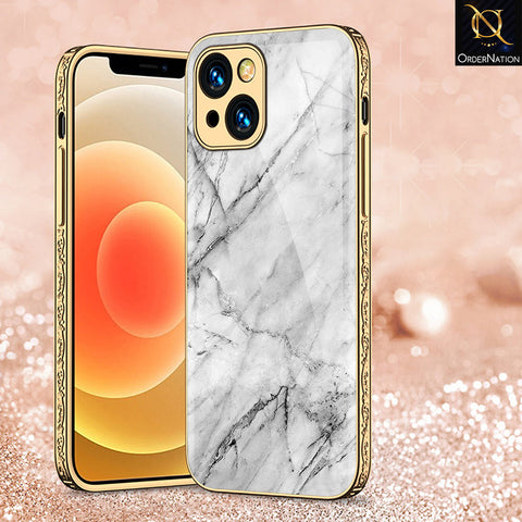 iPhone 15 Plus Cover - White Marble Series - Premium Electroplated Shutterproof Case Soft Silicon Borders Case