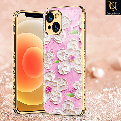 iPhone 14 Cover - Floral Series - Premium Electroplated Shutterproof Case Soft Silicon Borders Case