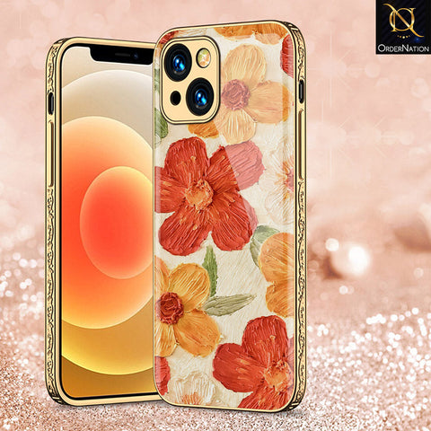 iPhone 14 Cover - Floral Series - Premium Electroplated Shutterproof Case Soft Silicon Borders Case