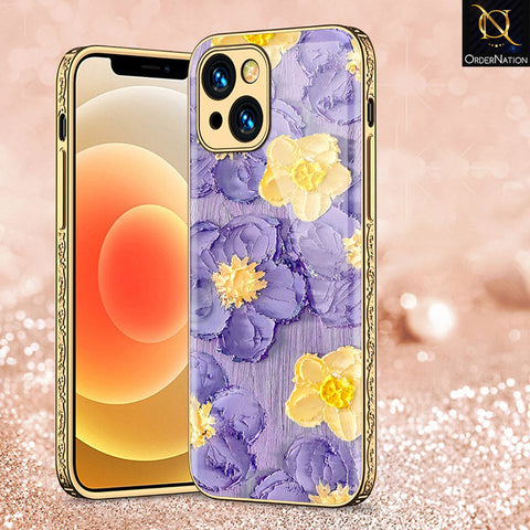 iPhone 15 Cover - Floral Series - Premium Electroplated Shutterproof Case Soft Silicon Borders Case