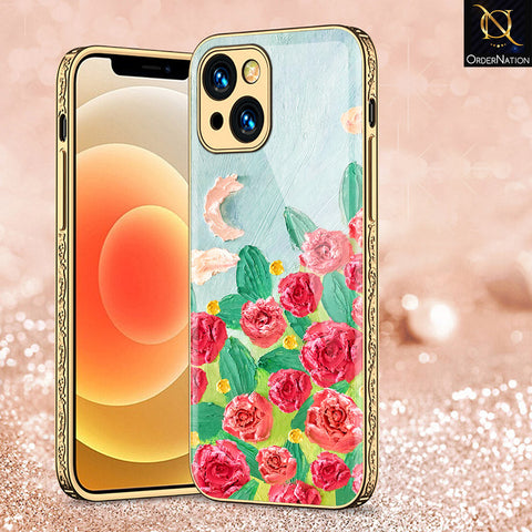 iPhone 14 Plus Cover - Floral Series - Premium Electroplated Shutterproof Case Soft Silicon Borders Case