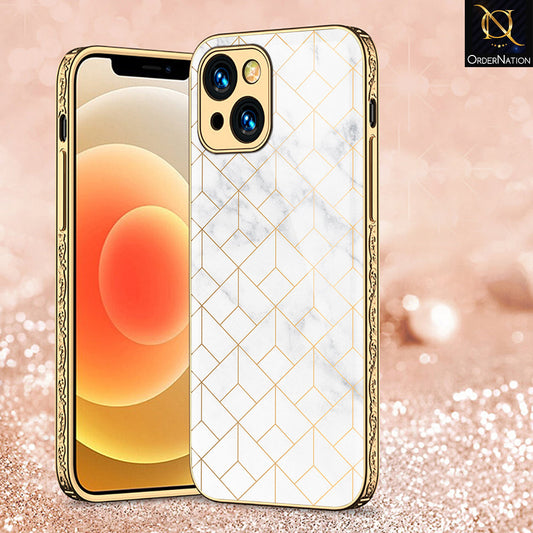 iPhone 15 Cover - White Marble Series 2 - Premium Electroplated Shutterproof Case Soft Silicon Borders Case