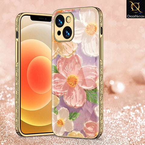 iPhone 14 Cover - Floral Series - Premium Electroplated Shutterproof Case Soft Silicon Borders Case