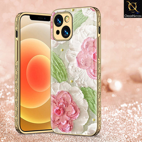 iPhone 14 Cover - Floral Series - Premium Electroplated Shutterproof Case Soft Silicon Borders Case