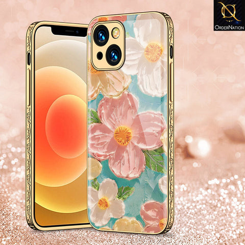 iPhone 14 Plus Cover - Floral Series - Premium Electroplated Shutterproof Case Soft Silicon Borders Case