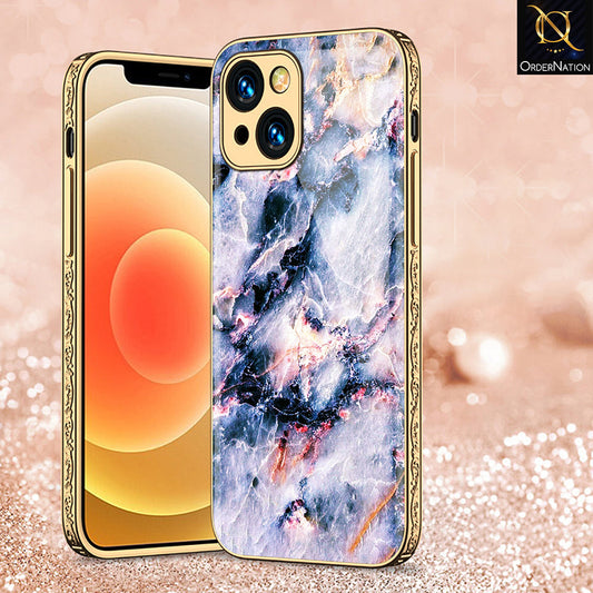 iPhone 14 Cover - Colorful Marble Series - Premium Electroplated Shutterproof Case Soft Silicon Borders Case