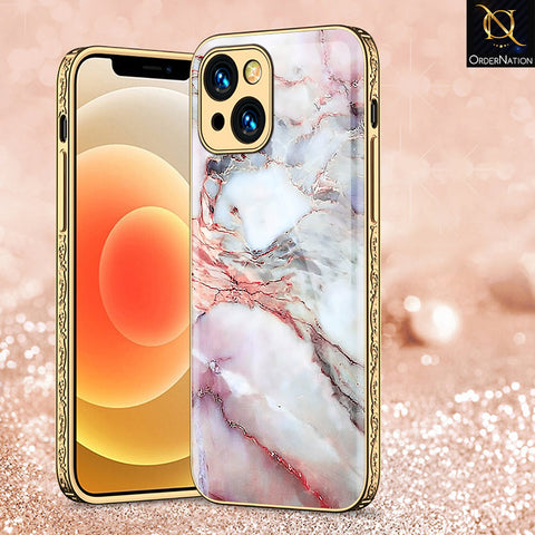 iPhone 15 Cover - Colorful Marble Series - Premium Electroplated Shutterproof Case Soft Silicon Borders Case