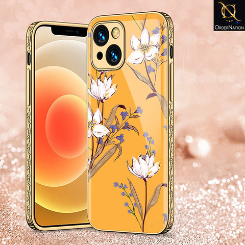 iPhone 14 Cover - Floral Series - Premium Electroplated Shutterproof Case Soft Silicon Borders Case