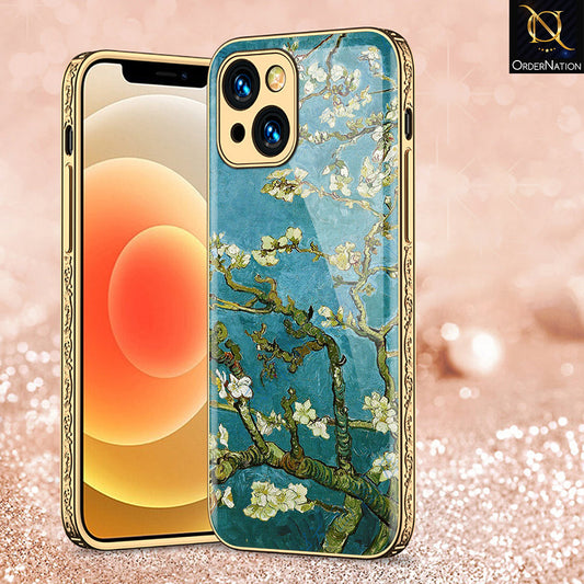 iPhone 14 Cover - Floral Series 2 - Premium Electroplated Shutterproof Case Soft Silicon Borders Case