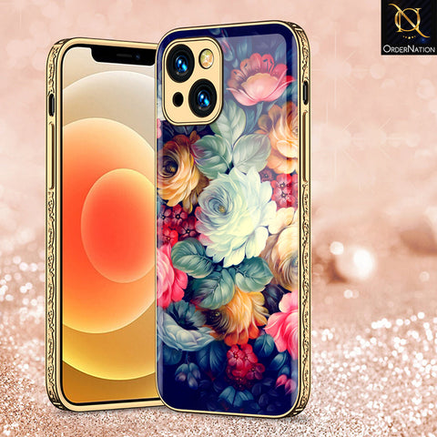 iPhone 14 Cover - Floral Series 2 - Premium Electroplated Shutterproof Case Soft Silicon Borders Case