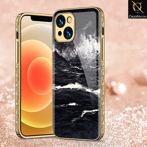 iPhone 15 Plus Cover - Black Marble Series - Premium Electroplated Shutterproof Case Soft Silicon Borders Case