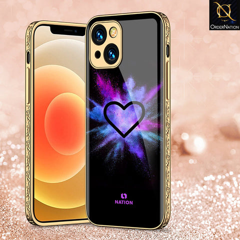 iPhone 14 Cover - Onation Heart Series - Premium Electroplated Shutterproof Case Soft Silicon Borders Case