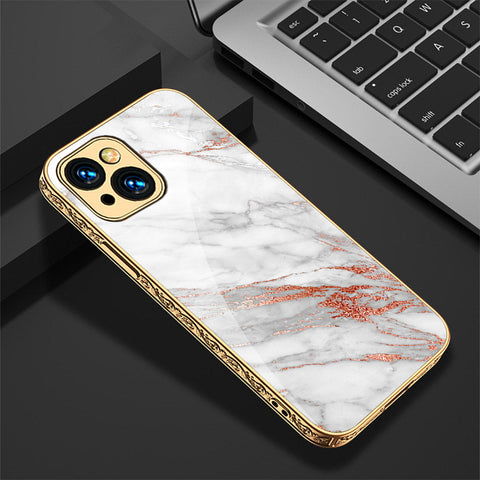 iPhone 15 Plus Cover - White Marble Series - Premium Electroplated Shutterproof Case Soft Silicon Borders Case