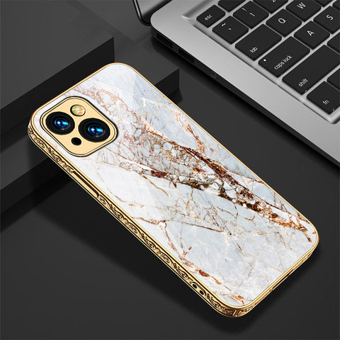 iPhone 15 Plus Cover - White Marble Series - Premium Electroplated Shutterproof Case Soft Silicon Borders Case