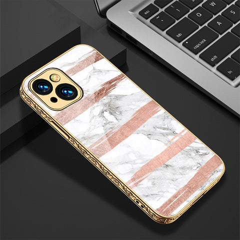 iPhone 15 Cover - White Marble Series - Premium Electroplated Shutterproof Case Soft Silicon Borders Case