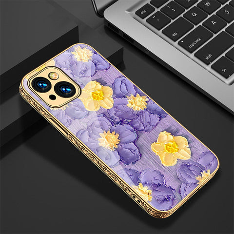 iPhone 14 Cover - Floral Series - Premium Electroplated Shutterproof Case Soft Silicon Borders Case