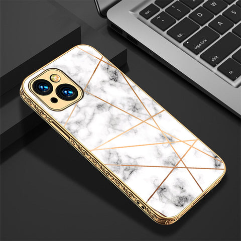 iPhone 15 Plus Cover - White Marble Series 2 - Premium Electroplated Shutterproof Case Soft Silicon Borders Case