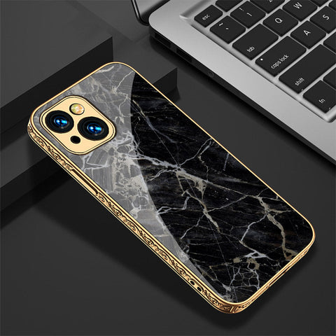 iPhone 15 Plus Cover - Black Marble Series - Premium Electroplated Shutterproof Case Soft Silicon Borders Case