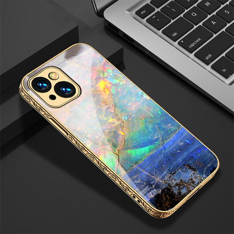 iPhone 15 Cover - Colorful Marble Series - Premium Electroplated Shutterproof Case Soft Silicon Borders Case