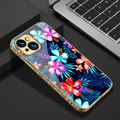 iPhone 14 Cover - Floral Series - Premium Electroplated Shutterproof Case Soft Silicon Borders Case