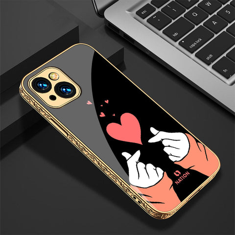 iPhone 14 Plus Cover - Onation Heart Series - Premium Electroplated Shutterproof Case Soft Silicon Borders Case