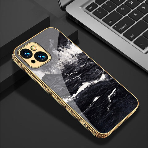 iPhone 14 Cover - Black Marble Series - Premium Electroplated Shutterproof Case Soft Silicon Borders Case