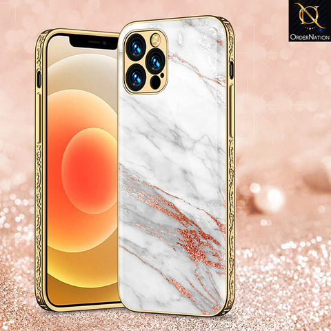 iPhone 14 Pro Cover - White Marble Series - Premium Electroplated Shutterproof Case Soft Silicon Borders Case