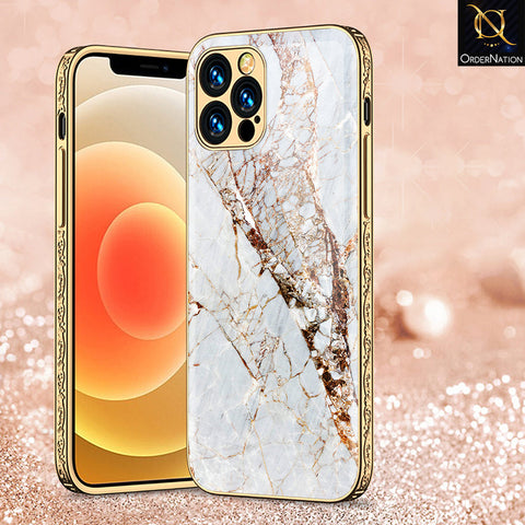 iPhone 15 Pro Max Cover - White Marble Series - Premium Electroplated Shutterproof Case Soft Silicon Borders Case