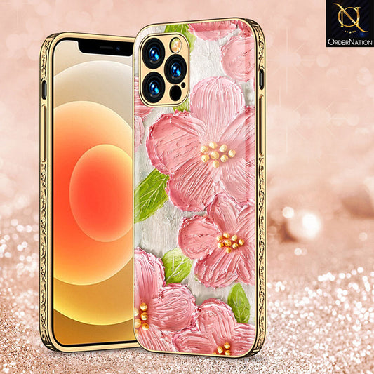 iPhone 15 Pro Cover - Floral Series - Premium Electroplated Shutterproof Case Soft Silicon Borders Case