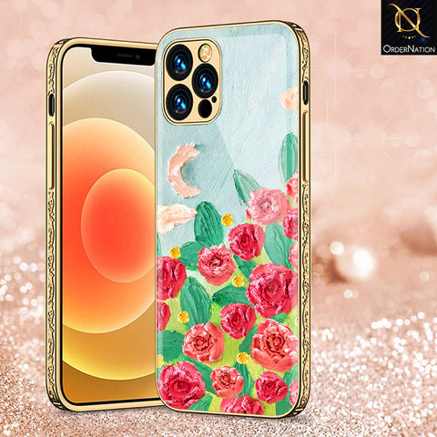 iPhone 15 Pro Max Cover - Floral Series - Premium Electroplated Shutterproof Case Soft Silicon Borders Case