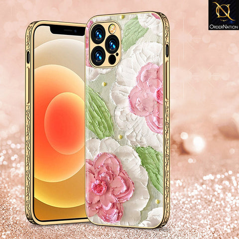 iPhone 14 Pro Max Cover - Floral Series - Premium Electroplated Shutterproof Case Soft Silicon Borders Case